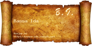 Bassa Ida névjegykártya